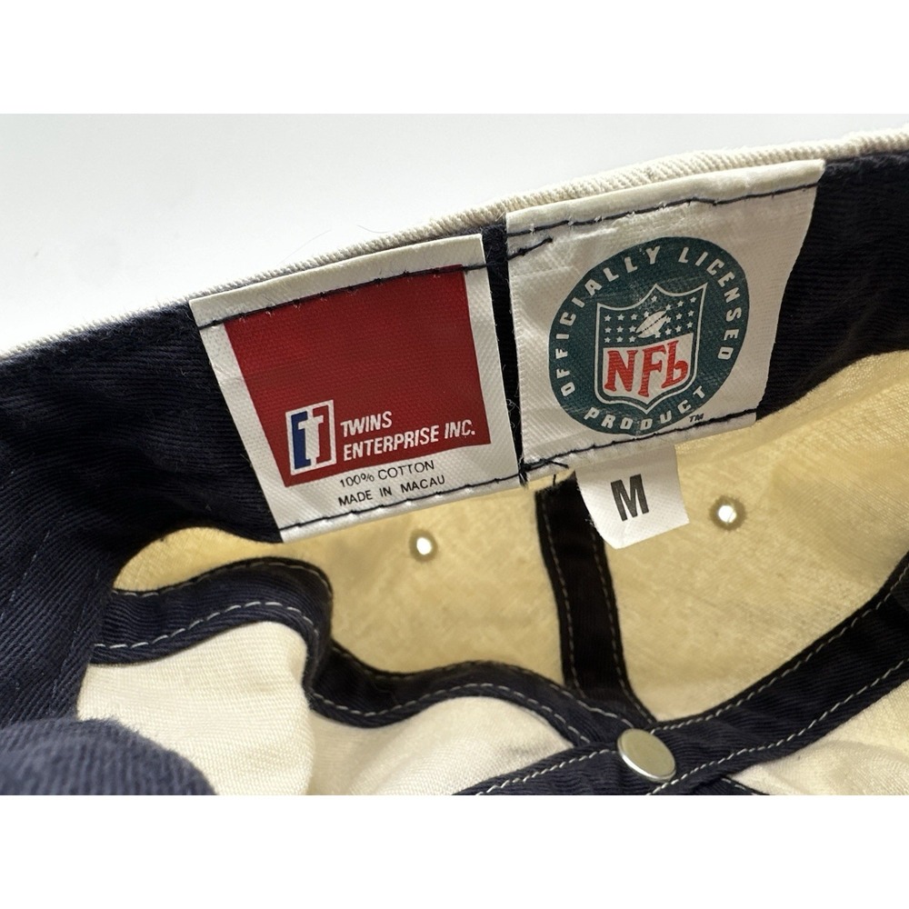 VTG 90s Twins Enterprise NFL Official Denver Broncos Hat Snapback Cap Beige Navy - Picture 8 of 14